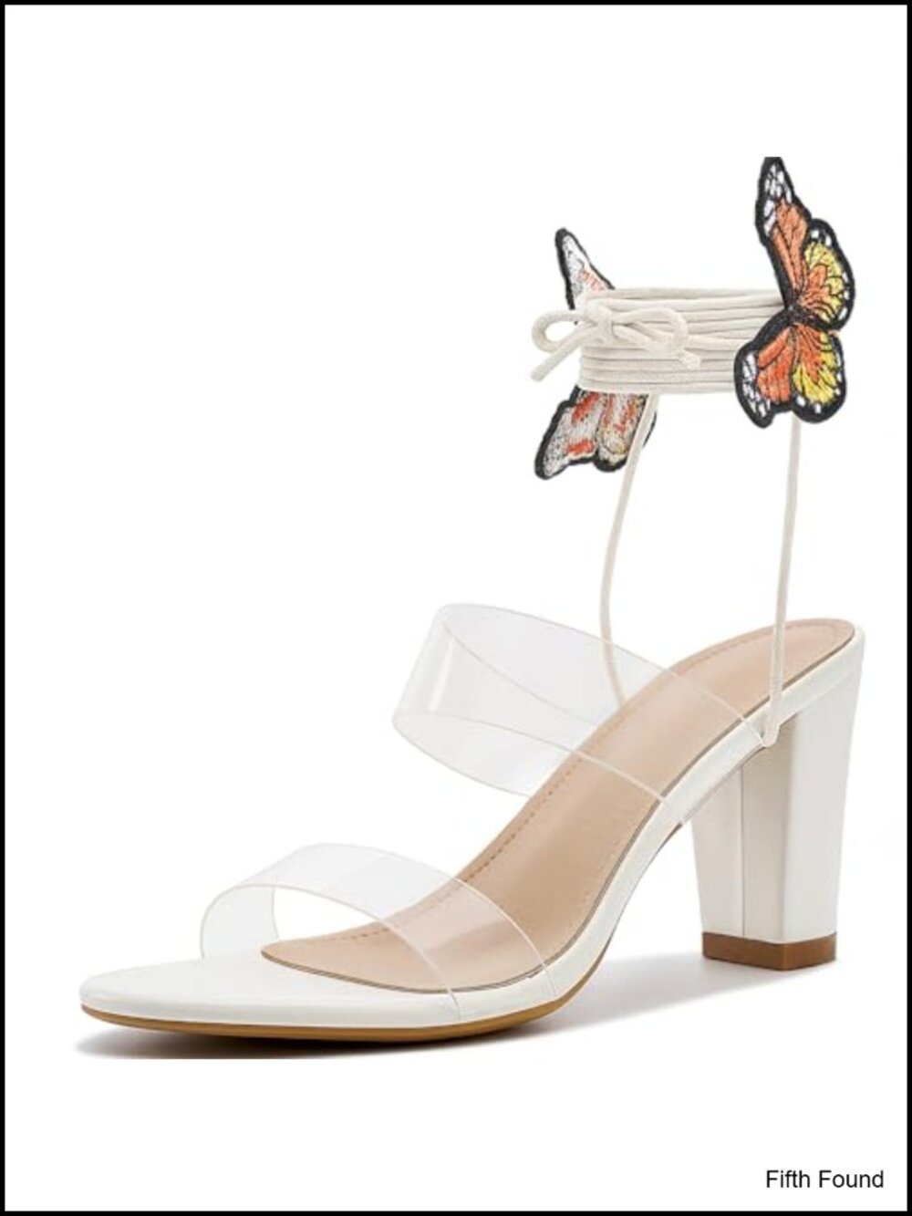Strappy Chunky Heels with Butterfly Lace-Up Prom Shoes